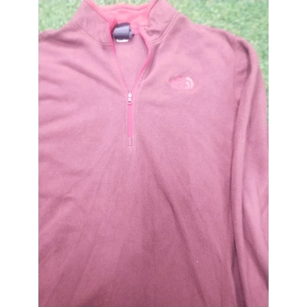 The North Face Fleece Sweatshirt Mens Large Brick Red Quarter Zip Outdoor Winter
